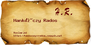 Hankóczy Rados névjegykártya